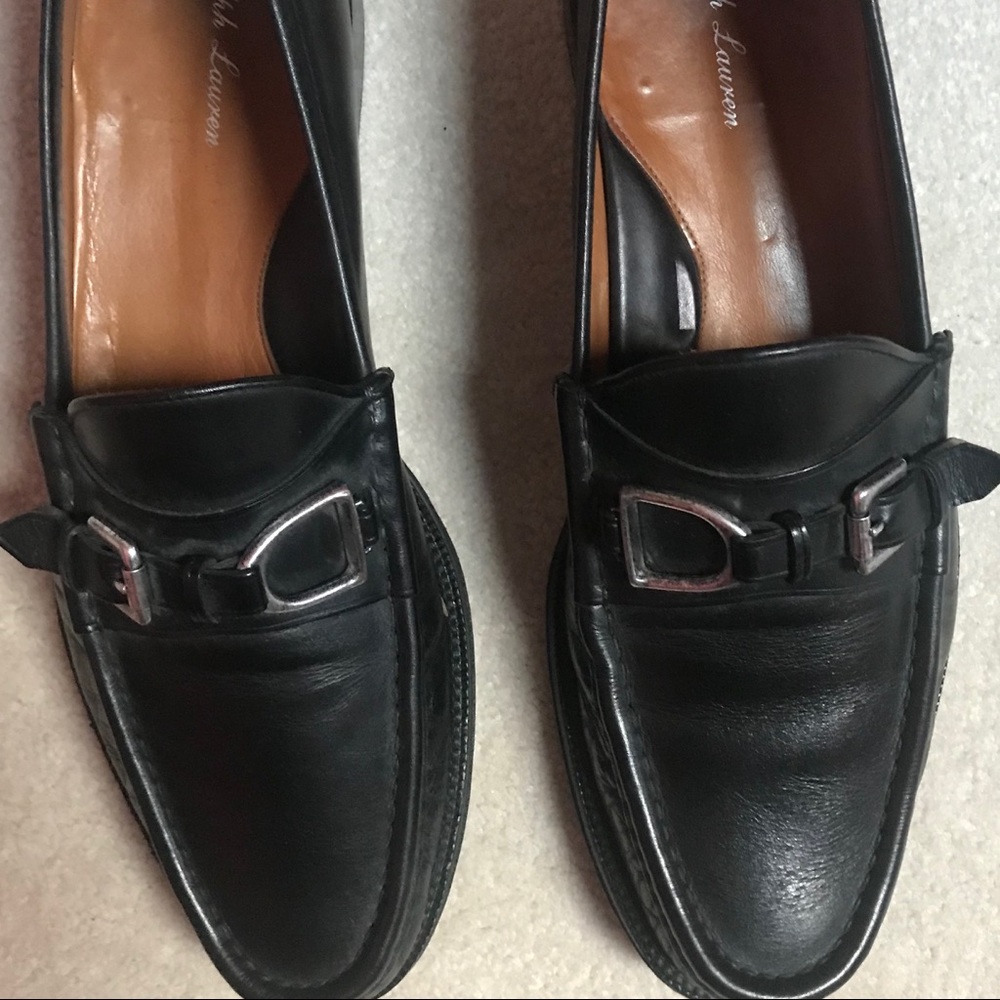 Pollo Ralph Lauren Black Leather Loafers